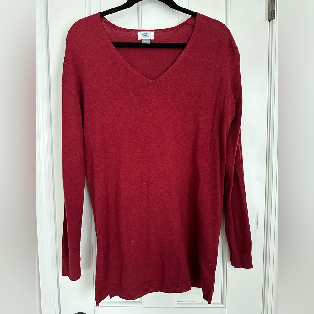 Red v neck sweater
